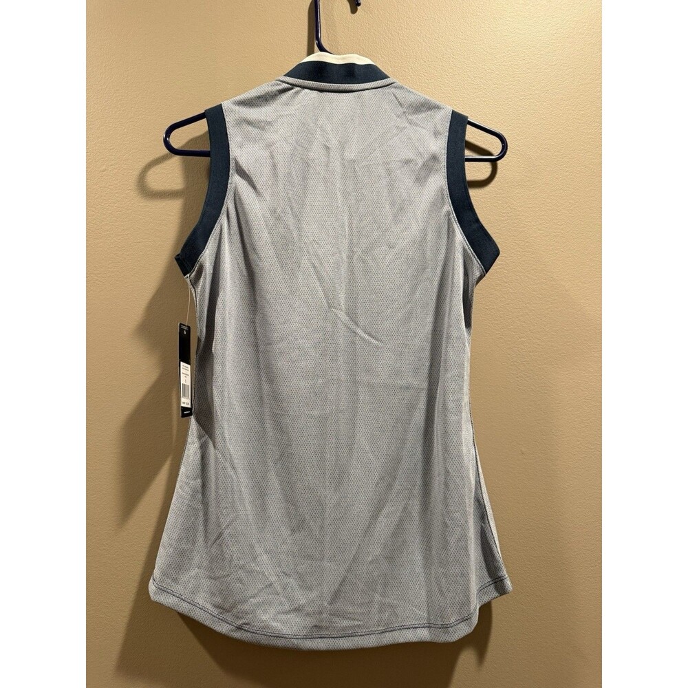 Women’s adidas Golf Sleeveless 1/4 Zip Polo Shirt Navy White Size S - Picture 9 of 11